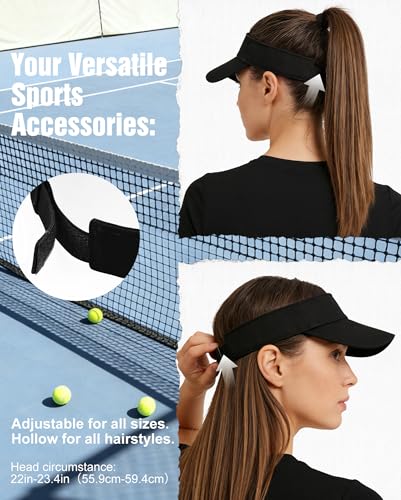 Zando 3.2" Structured Brim Visor Hats for Women, UPF 50+, Golf/Tennis - color: Black&white