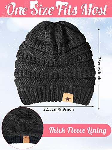 JaGely 6 Pcs Women Winter Beanie Hat Gloves Set Warm Knitted Hats and Touchscreen Gloves Lady Cold Winter Gifts for Christmas - color: Grey, Pink, Apricot