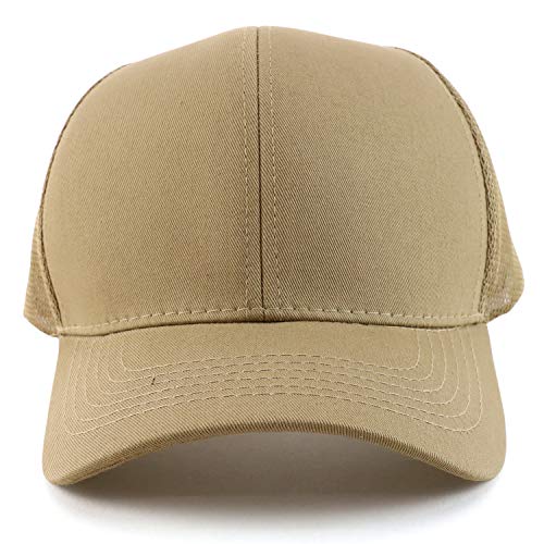 Trendy Apparel Shop Oversize XXL Structured Trucker Mesh Baseball Cap - color: Khaki