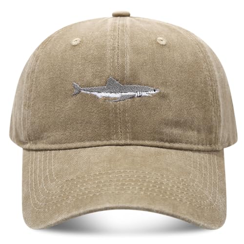 Women's Men's Fashion Baseball Cap Adjustable Strapback Hats Dad Hat Visor Sports Hat - color: Shark Khaki