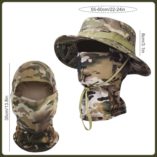 Camo Boonie Sun Hat with Balaclava Face Mask Outdoor Fishing Hat - color: Camo Cp