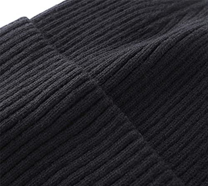 Home Prefer Fleece Lined Rib Knit Cuffed Beanie with Earflaps for Men Women - color: Black