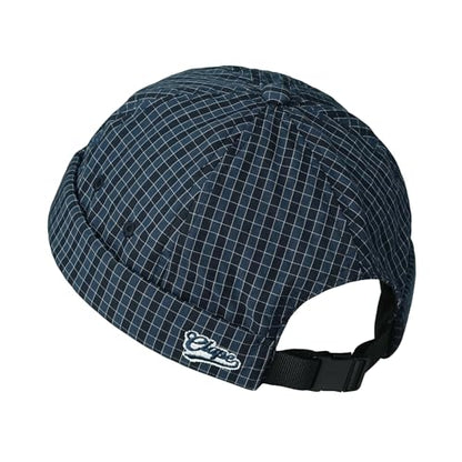 Croogo Checked Brimless Hat Lightweight Quick Dry Docker Cap for Men - color: Blue