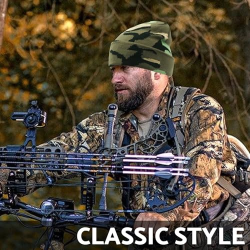 PFFY Beanie for Men Women Unisex Knit Cuffed Winter Beanies Hats Skull Cap - color: Camo Blue