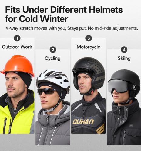 SUNMECI Winter Grid Fleece Skull Cap Thermal Helmet Liner for Men Women - color: Black