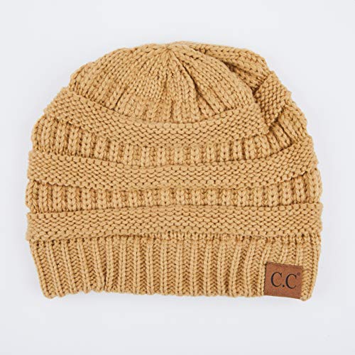 C.C Exclusives Cable Knit Beanie - Thick, Soft & Warm Chunky Beanie Hats - color: Camel