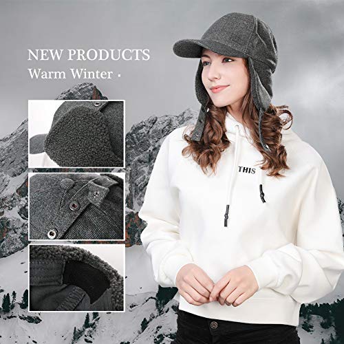 Jeff & Aimy Unisex Winter Earflap Trapper Hunting Ski Hat Baseball Cap 54-62CM - color: 99726#black, size: X-Large