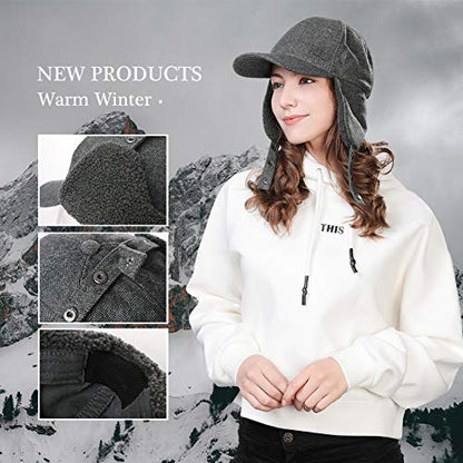 Jeff & Aimy Unisex Winter Earflap Trapper Hunting Ski Hat Baseball Cap 54-62CM - color: 99726#black, size: X-Large