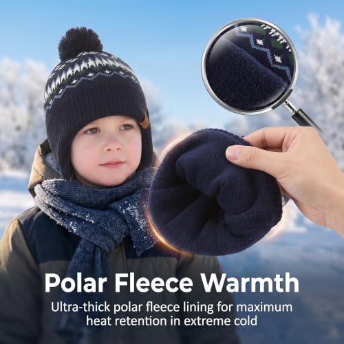 Moon Kitty Baby Boys Hats Toddler Beanies for Boys Winter Fleece Winter Hat Boys - color: Diamond-shaped Jacquard, size: 3-5T