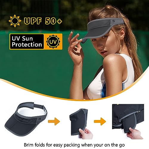 GADIEMKENSD Foldable Sun Visor Hat UPF 50+ Lightweight Adjustable - color: Black Dark Gray