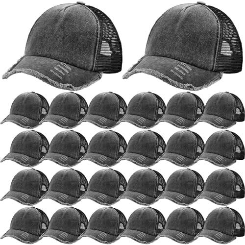 Suhine 24 Pcs Blank Trucker Hat Bulk,Unisex Baseball Cap - color: Black