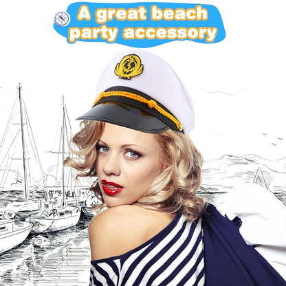 8 Pieces Captain Hats Adjustable White Sailors Navy Marine Admiral Caps for Yacht Theme Party Costume Accessory - color: Style 2