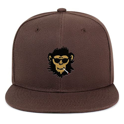 Smoking Monkey Hip-Hop Snapback Hat Embroidered Baseball Cap Wild Animal Funny - color: 10. Brown
