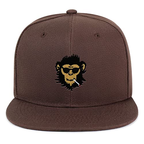 Smoking Monkey Hip-Hop Snapback Hat Embroidered Baseball Cap Wild Animal Funny - color: 10. Brown