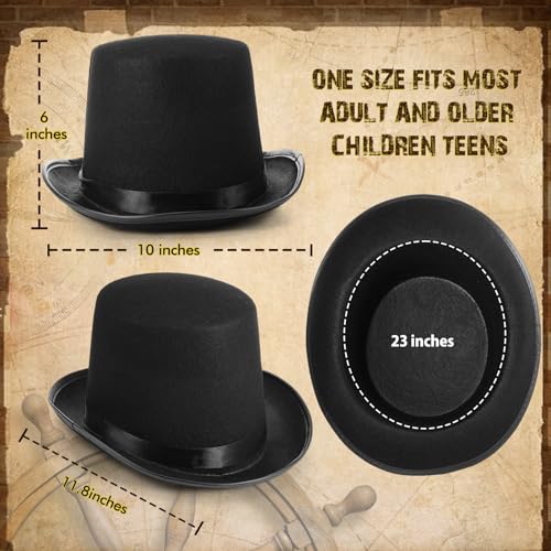 Black Tall Felt Top Hat Halloween Party Hat - style: Classic Style