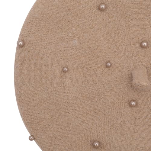 ZLYC Women French Beret Hat Winter Knitted Stretchable Beret Artist Cap - color: Pearls Camel