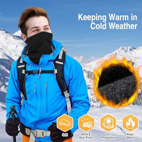 LUOLIIL VOE 2 Pack Winter Neck Gaiter Warmer for Men&Women,Windproof Face Cover Fleece Face Mask Scarf for Cold Weather Sport - color: Black+black