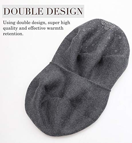 Sumolux Women Beret Hat French Wool Beret Beanie Cap Classic Solid Color - color: Dark Grey, size: One Size