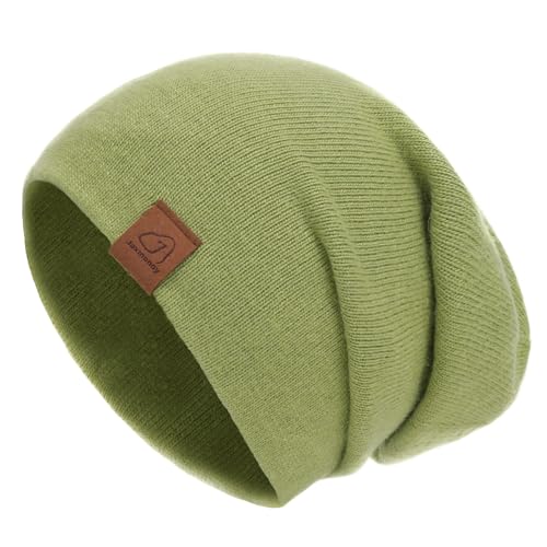 jaxmonoy Slouchy Knit Beanies Winter Hats for Women Men Soft Warm Reversible Slouch Cuffed Skull Knitted Beanie Cap - color: Avocado Green
