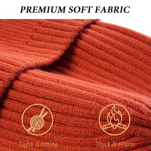 Beanie Hat with Earflap for Men Women, Soft Warm Knit Skull Caps Unisex Fashion Outdoor Winter Hats - color: Orange