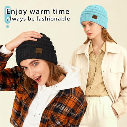 ZOORON Womens Winter Hat Slouchy Beanies for Women Cable Knit Beanie Hats - color: 1pack- Lake Blue