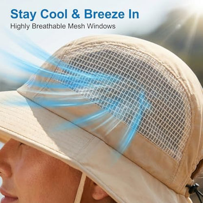 UV Sun Protection Hat Women Foldable Neck Flap Wide Brim Fishing Hat with Ponytail Hole for Women - color: Pink
