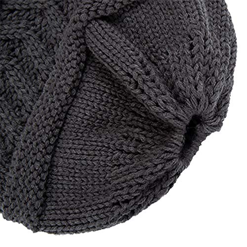 Rosoz 2 Pack Ponytail Beanie for Women,Winter Warm Beanie Tail Soft Stretch Cable Knit Messy High Bun Hat - color: 1pack-grey