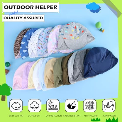 Duoyeree UPF 50+ Baby Sun Hat, Ear & Neck Protection for Toddlers - color: 1a2-dots, size: 6-24 Months