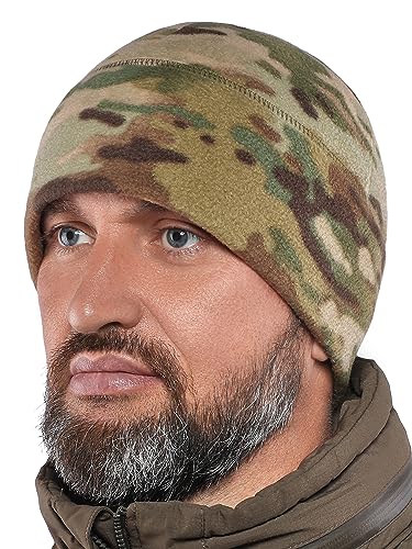2SBR 2SABERS Fleece Winter Warm Watch Cap - Mens Outdoor Skull Beanie Hat - color: Camo, size: Small