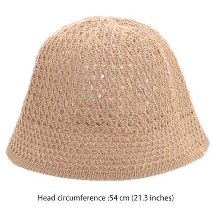 Women's Beach Bucket Hat Fisherman Cap Hollow Mesh Lightweight Breathable Sun Hat for Summer - color: Hollow Khaki