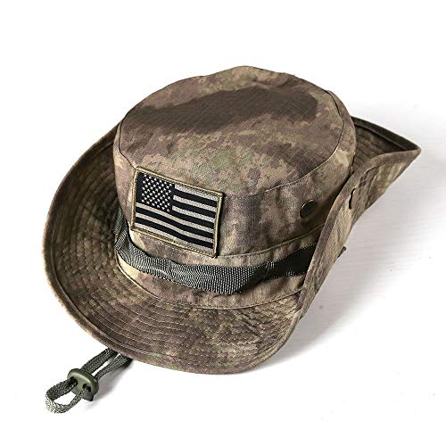 Breathable Mesh Boonie Hat, Wide Brim Sun/Fishing Hat, Adjustable Chin Strap, Lightweight Quick-Dry for Hiking Camping, Grey