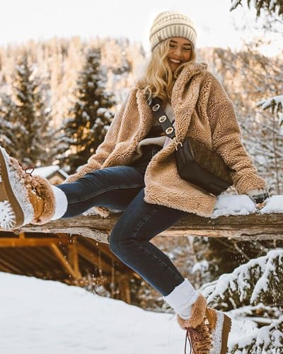 FURTALK Winter Beanie Hat for Women Satin Lined Cable Knit Chunky Slouchy Beanies Skull Warm Cap - color: Beige