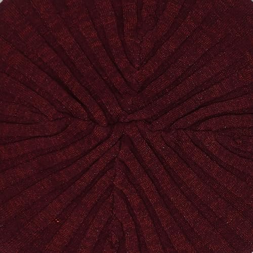 Hair Snood, Knit Slouchy Beret Beanie Lightweight, Jewish Head Coverings for Women, Cancer Headwear for Women Chemo Sleep Hat - color: Burgundy Wide Ribbed