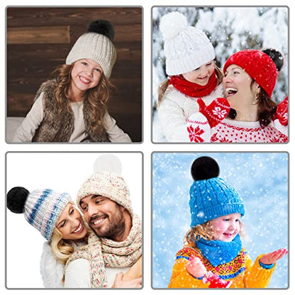 BQTQ 26 Pcs Faux Fur Pom Poms DIY Hat Pompoms with Elastic Loop (Black) - color: Black