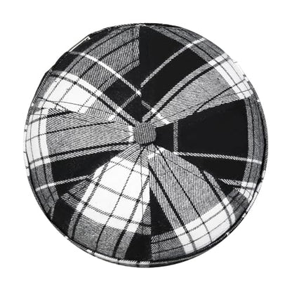 DIYDECAL Striped Plaid Brimless Worker Cap,Retro Skullcap Docker Hat for Men Womens - color: Black