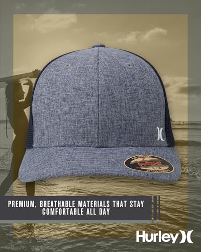 Hurley Mens Mini Icon Mesh Panel Fitted Trucker Baseball Cap - color: Obsidian, size: Large-X-Large