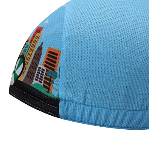 Funny Cycling Cap - Polyester Skull Cycling Hat-Under Helmet -Cartoon Cycling Helmet Liner Breathable&Sweat Uptake - color: Blue