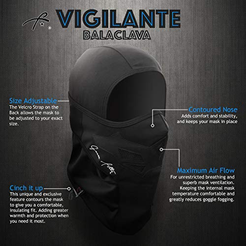 Grace Folly Full Balaclava Ski Face Mask. Use for Snowboarding & Cold Winter Weather Sports - color: White