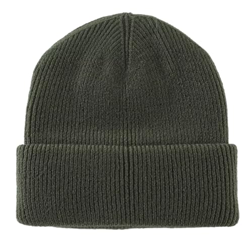 Connectyle Thick Cuffed Beanie for Men & Women Double Layer Knit Winter Hat Acrylic Watch Hat Warm Stocking Skull Cap - color: Army Green