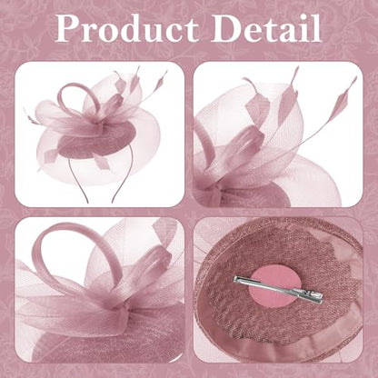 tiggell Fascinators Tea Party Hat for Women, Fascinator with Pillbox Hat - color: Nude Pink
