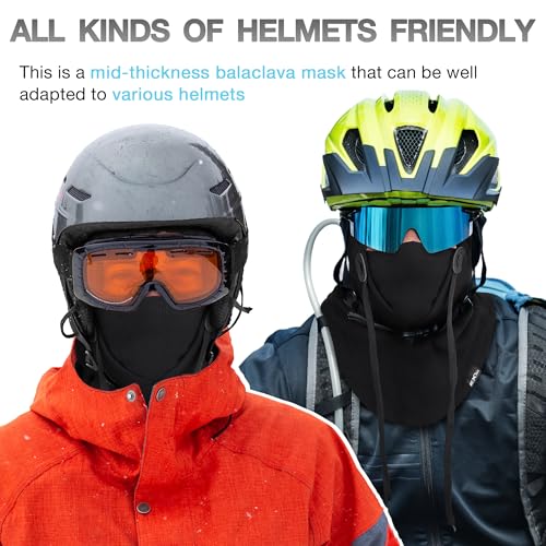 Balaclava Ski Mask, 4-in-1 Warm Adjustable Neck Gaiter for Men Women - color: Black
