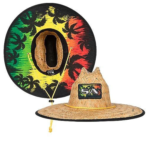 Soul of Adventure Classic Summer Hat | UPF 50+ Wide Brim Sun Protection | Unisex Adjustable Beach Hat with Drawstring - color: Rasta