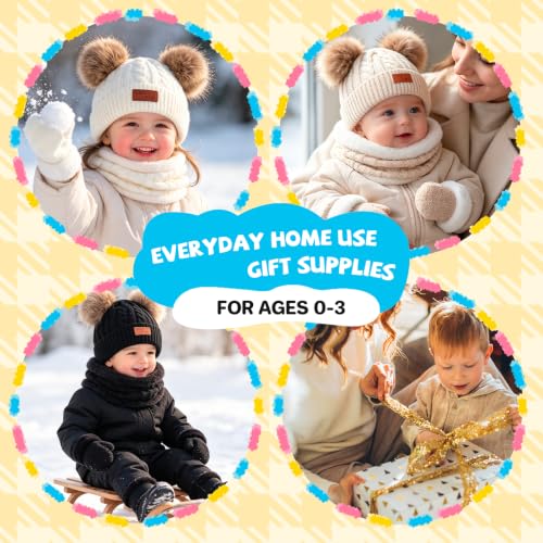 Duoyeree Baby Winter Hat Scarf Glove Beanie Set Fleece Lined Set 0-3T - color: Winter Hat Set White