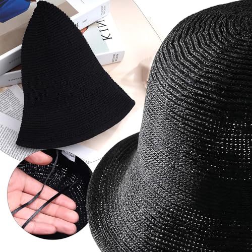 MILAKOO Crochet Bucket Hat Knit Braided Floppy Soild Color Cap for Women Foldable Sun Bowler Hat - color: A2: Black