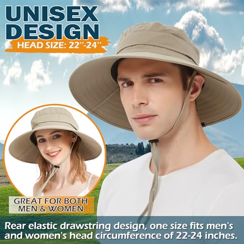 Men's UPF 50+ Waterproof Wide Brim Boonie Hat, Sun & Rain Protection - color: Light Camel (No Waterproof)
