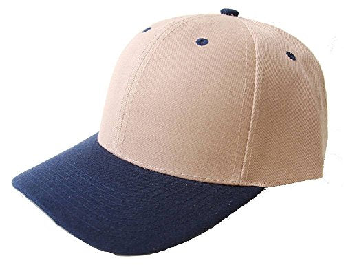 TOP HEADWEAR Adjustable Baseball Structured Cap Hat - color: Beige/Navy