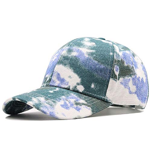 BEARUN Cotton Tie Dye Low Profile Cap Hiphop Baseball Cap Fashion Dad Hat - color: Green Light Blue