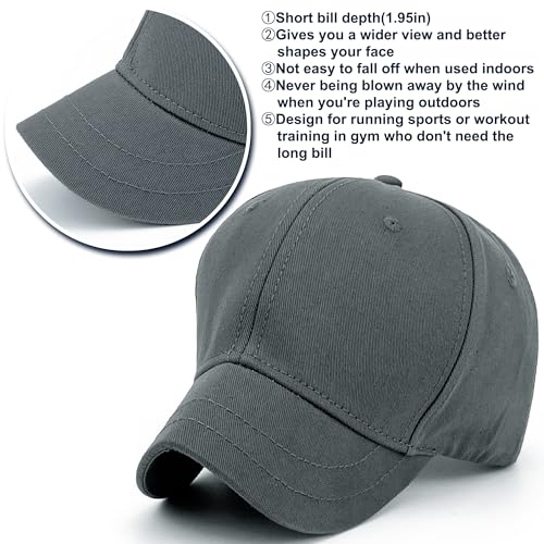 Loneshark Short Brim Baseball Hat for Running Small Bill Umpire Cap - color: Grey