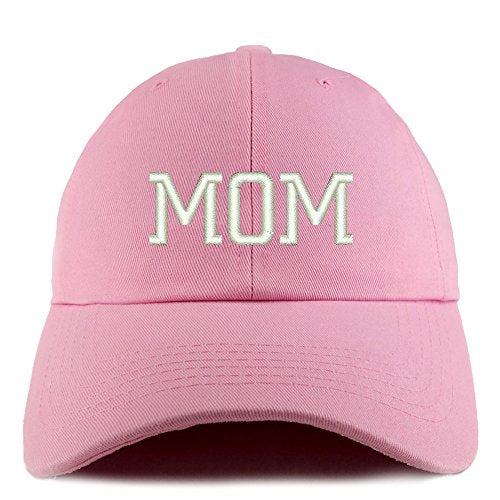 Trendy Apparel Shop Mom Embroidered Low Profile Soft Cotton Dad Hat Cap - color: Pink