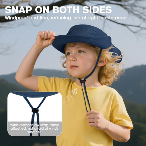 Century Star Outdoor Kids Sun Hat UPF 50+ Quick Dry Adjustable Bucket Hat Windproof Waterproof Beach Fishing Safari Hat - color: Black